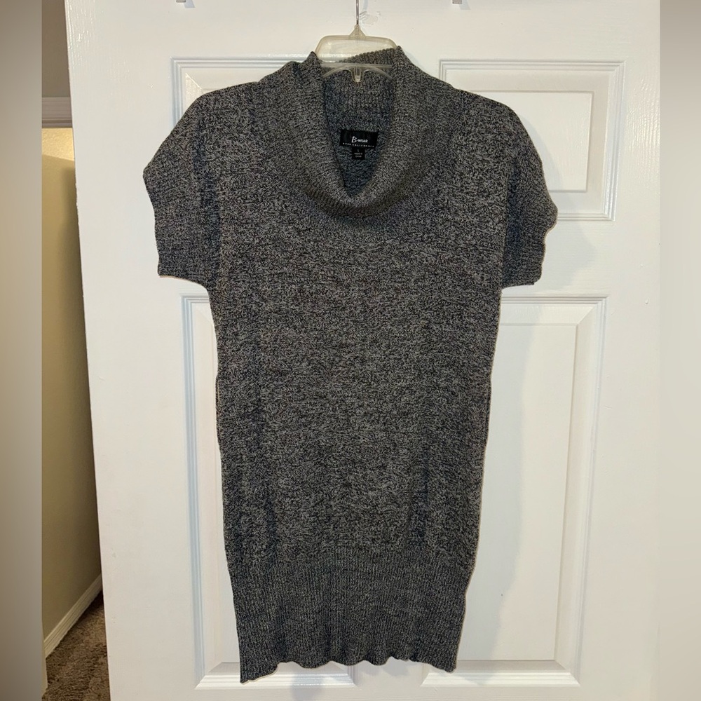 B Wear Charcoal Gray-Black Cowl Neck Sweater Dress with Belt Loops - Size L 🩶